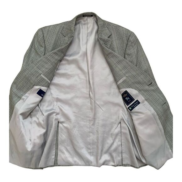 HART SCHAFFNER MARX Mens Gray Plaid Sport Coat Suit Jacket Blazer 43 R - Picture 9 of 16